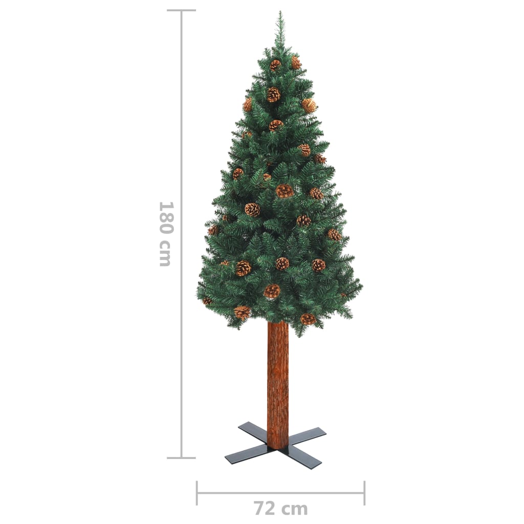 vidaXL Χριστουγεν Δέντρο Προφωτ.Τεχνητό Μπάλες Slim Πράσινο 180εκ PVC