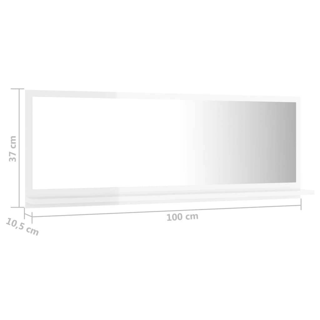 vidaXL Καθρέφτης Μπάνιου Γυαλιστερό Λευκό 100x10,5x37 εκ. Μοριοσανίδα