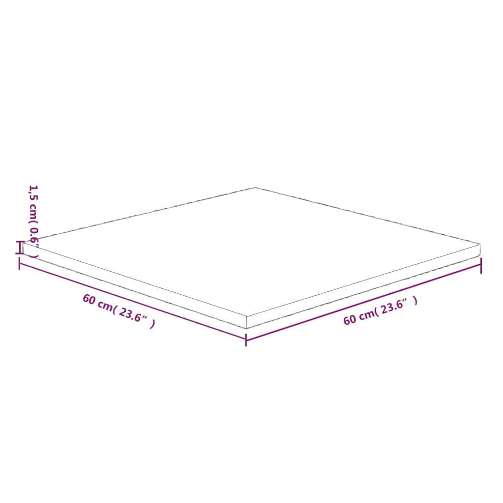 vidaXL Επιφάνεια Τραπεζιού Τετράγωνη 60 x 60 x 1,5 εκ. Μασίφ Ξύλο Δρυς
