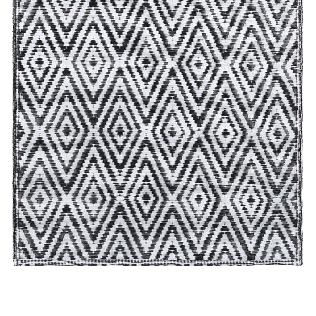 vidaXL Χαλί Εξωτερικού Χώρου Ασπρόμαυρο 120x180 εκ. από Πολυπροπυλένιο