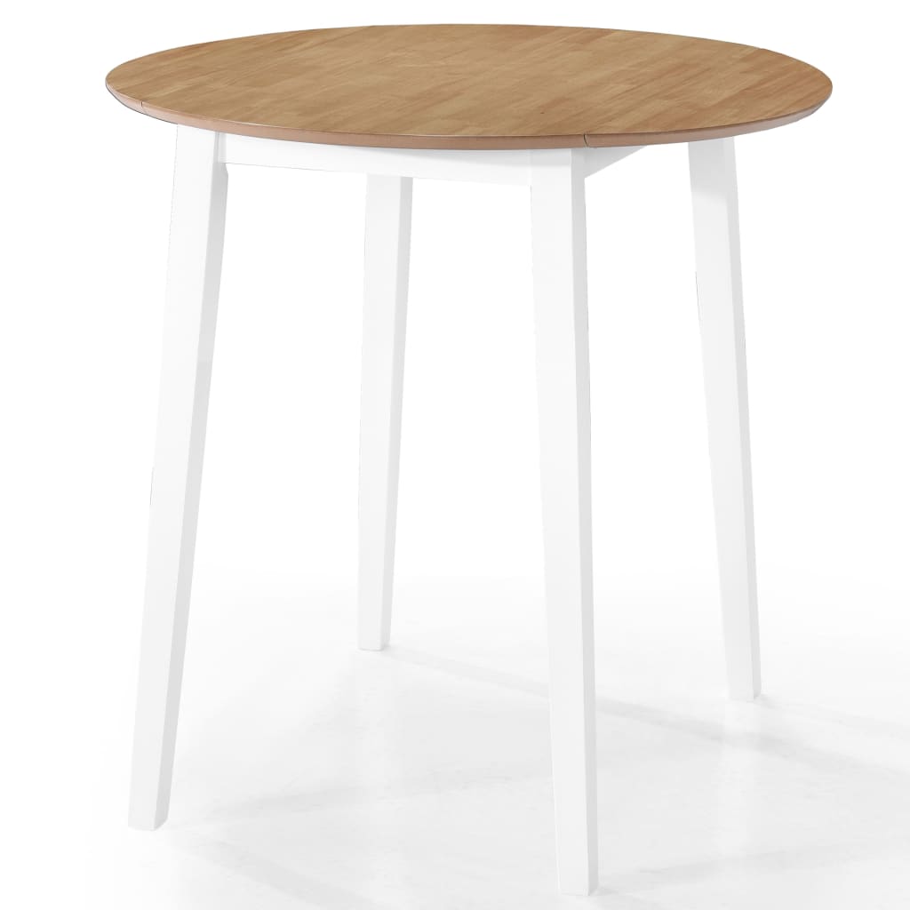 vidaXL Σετ Τραπέζι και Καρέκλες Μπαρ 5 τεμ. Φυσικό &amp; Λευκό Μασίφ Ξύλο