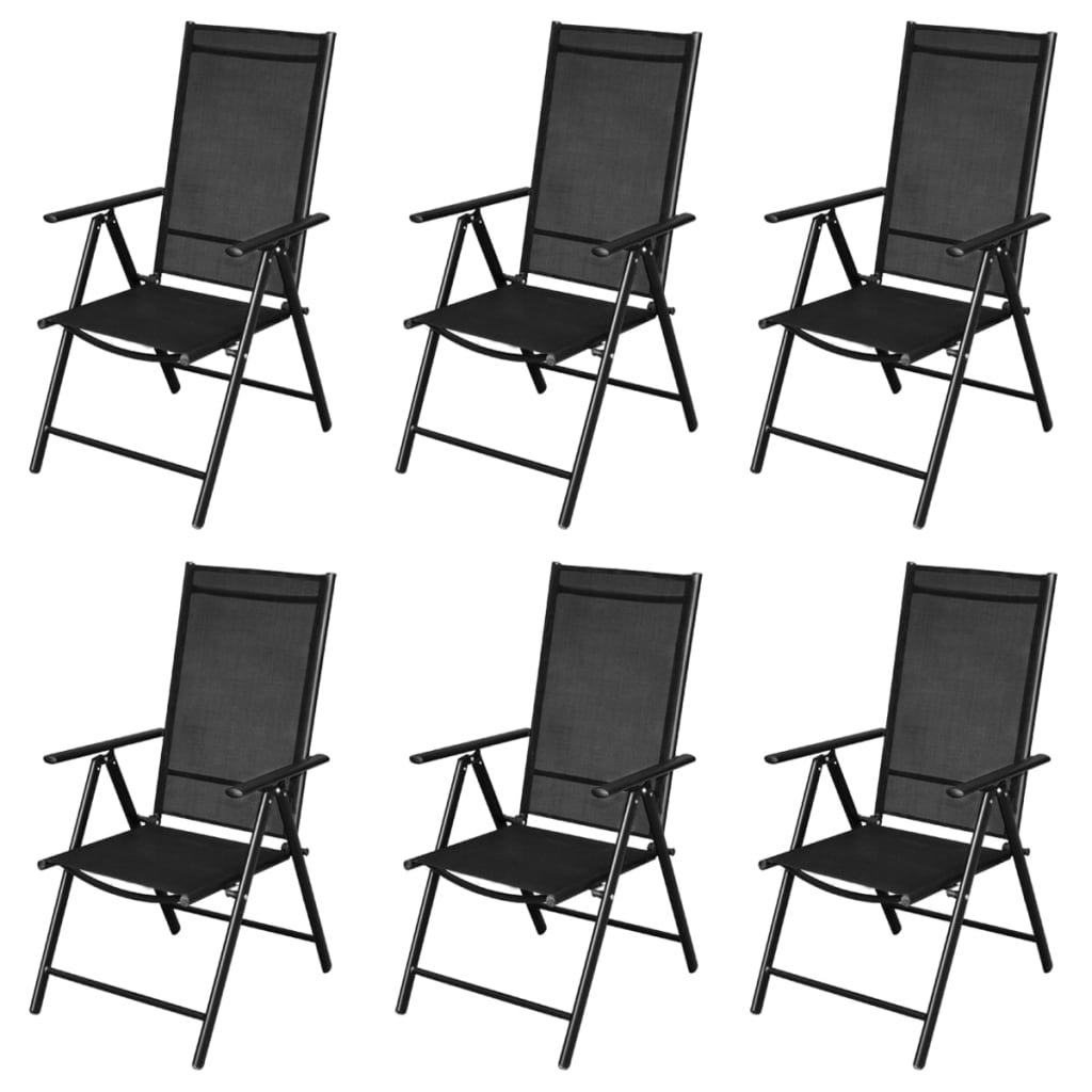 vidaXL Καρέκλες Κήπου Πτυσσόμενες 9 τεμ. Μαύρες Αλουμινίου