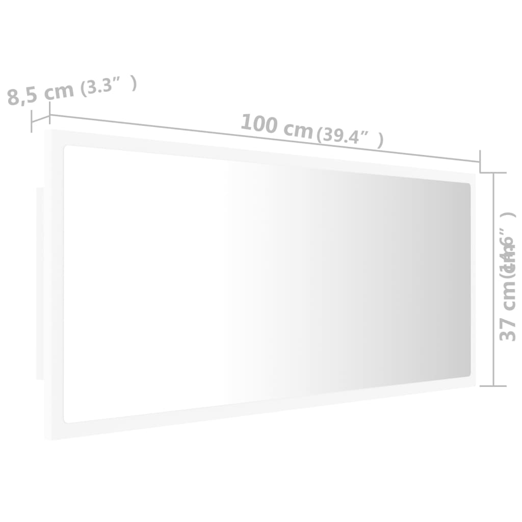 vidaXL Καθρέφτης Μπάνιου με LED Λευκός 100x8,5x37 εκ. Ακρυλικός