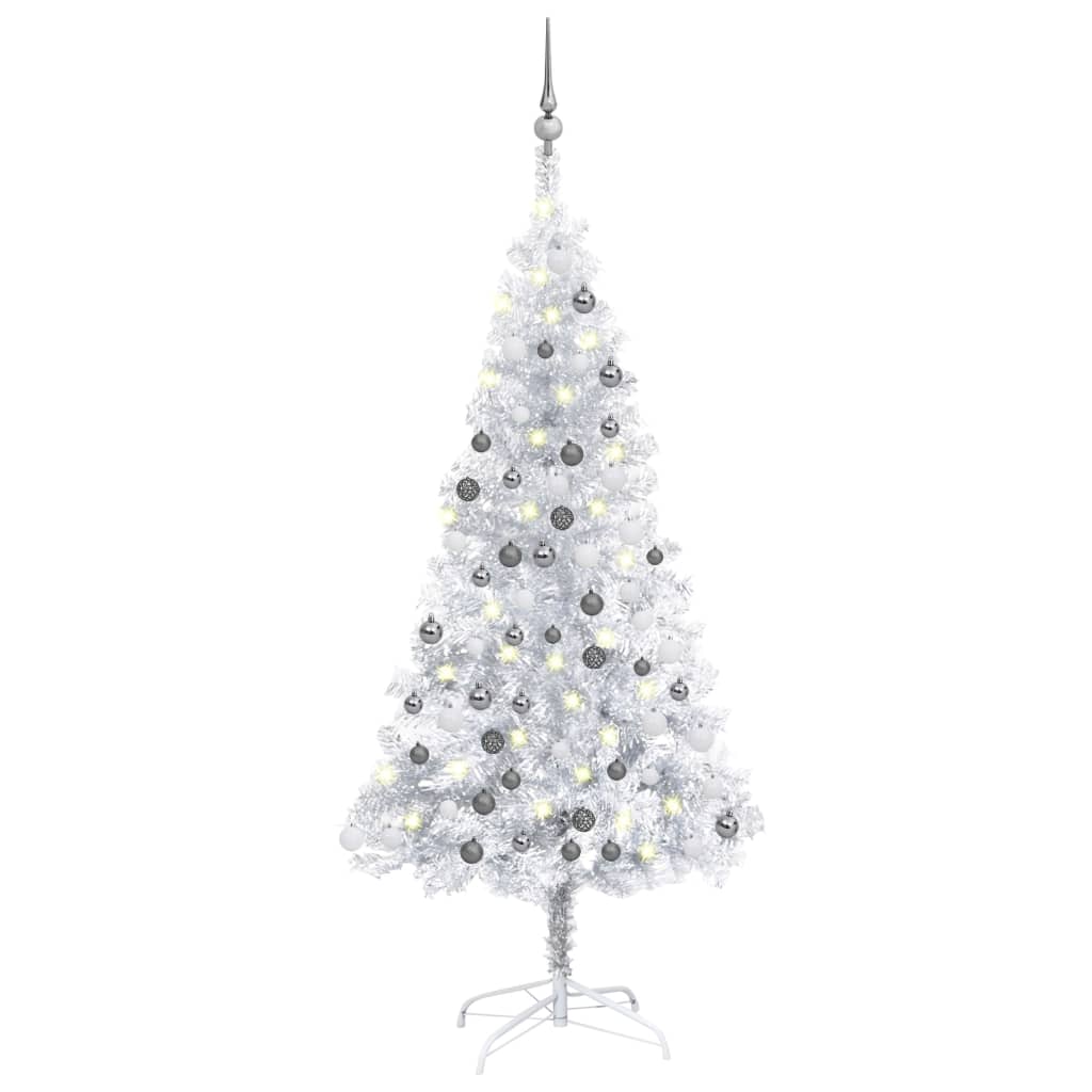 vidaXL Χριστουγεν Δέντρο Προφωτισμένο Τεχνητό Μπάλες Ασημί 120εκ PVC