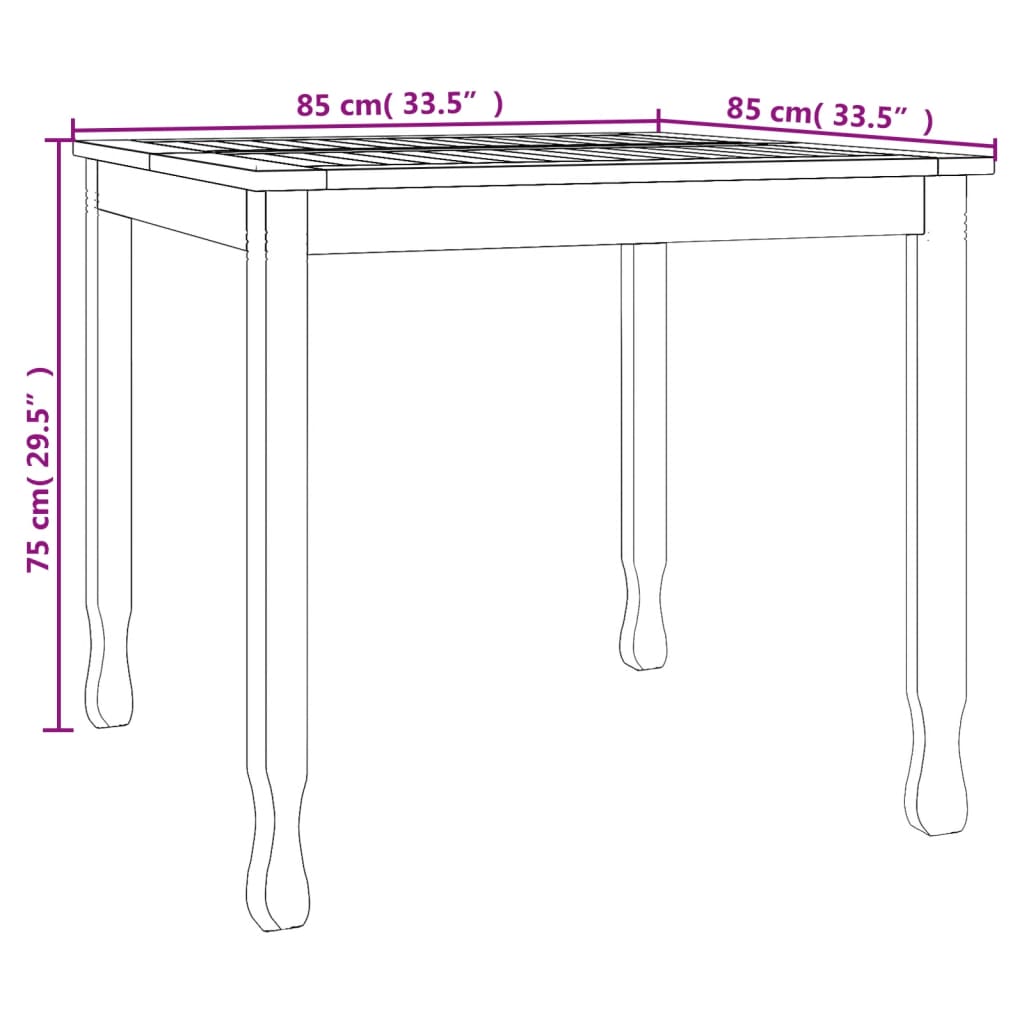 vidaXL Τραπεζαρία Κήπου 85 x 85 x 75 εκ. από Μασίφ Ξύλο Teak