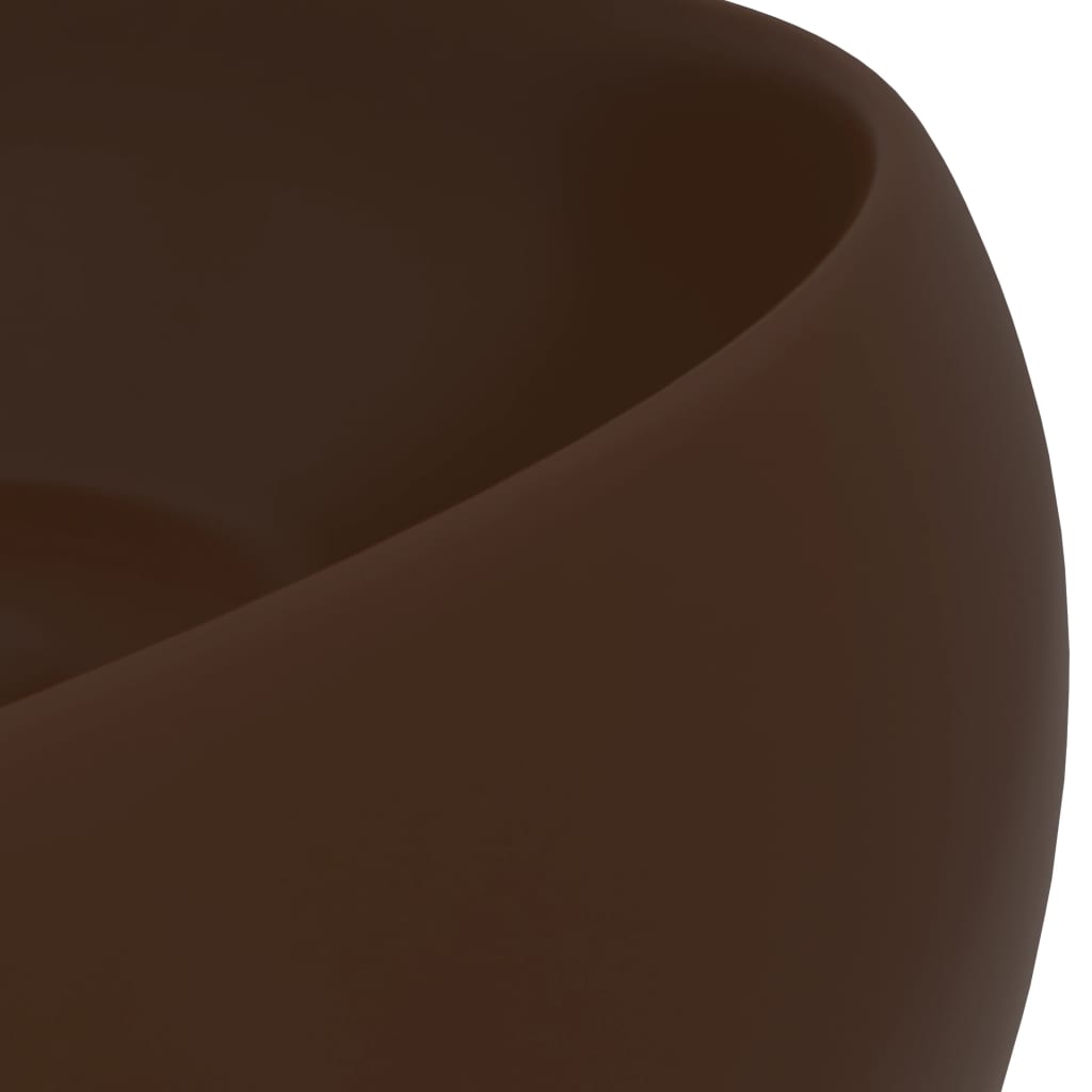 vidaXL Νιπτήρας Πολυτελής Στρογγυλός Σκ. Καφέ Ματ 40x15 εκ. Κεραμικός