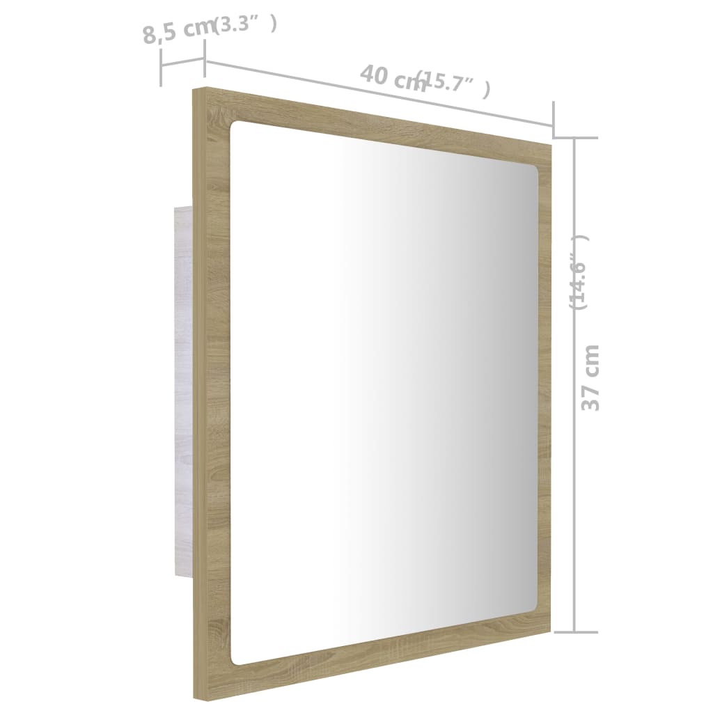 vidaXL Καθρέφτης Μπάνιου με LED Sonoma Δρυς 40x8,5x37 εκ. Ακρυλικός