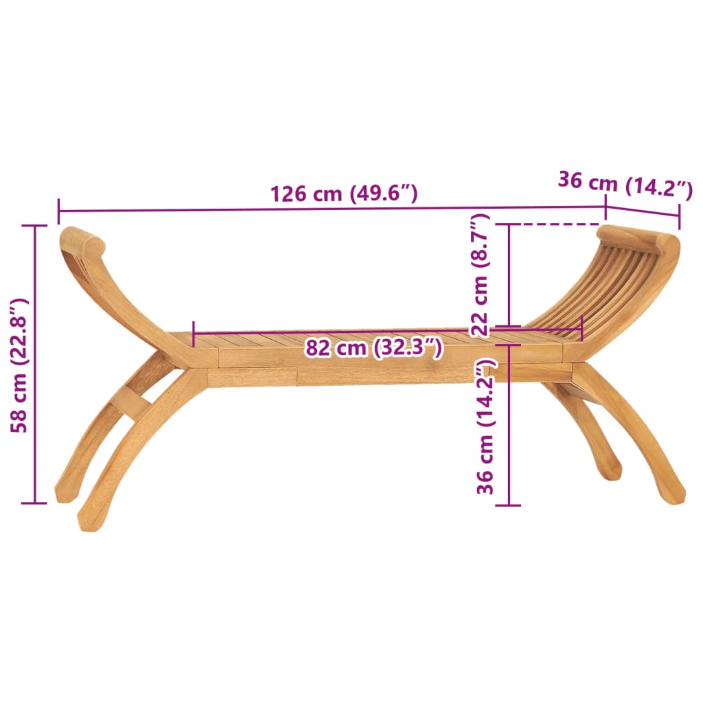 vidaXL Παγκάκι Κήπου 120 εκ. από Μασίφ Ξύλο Teak