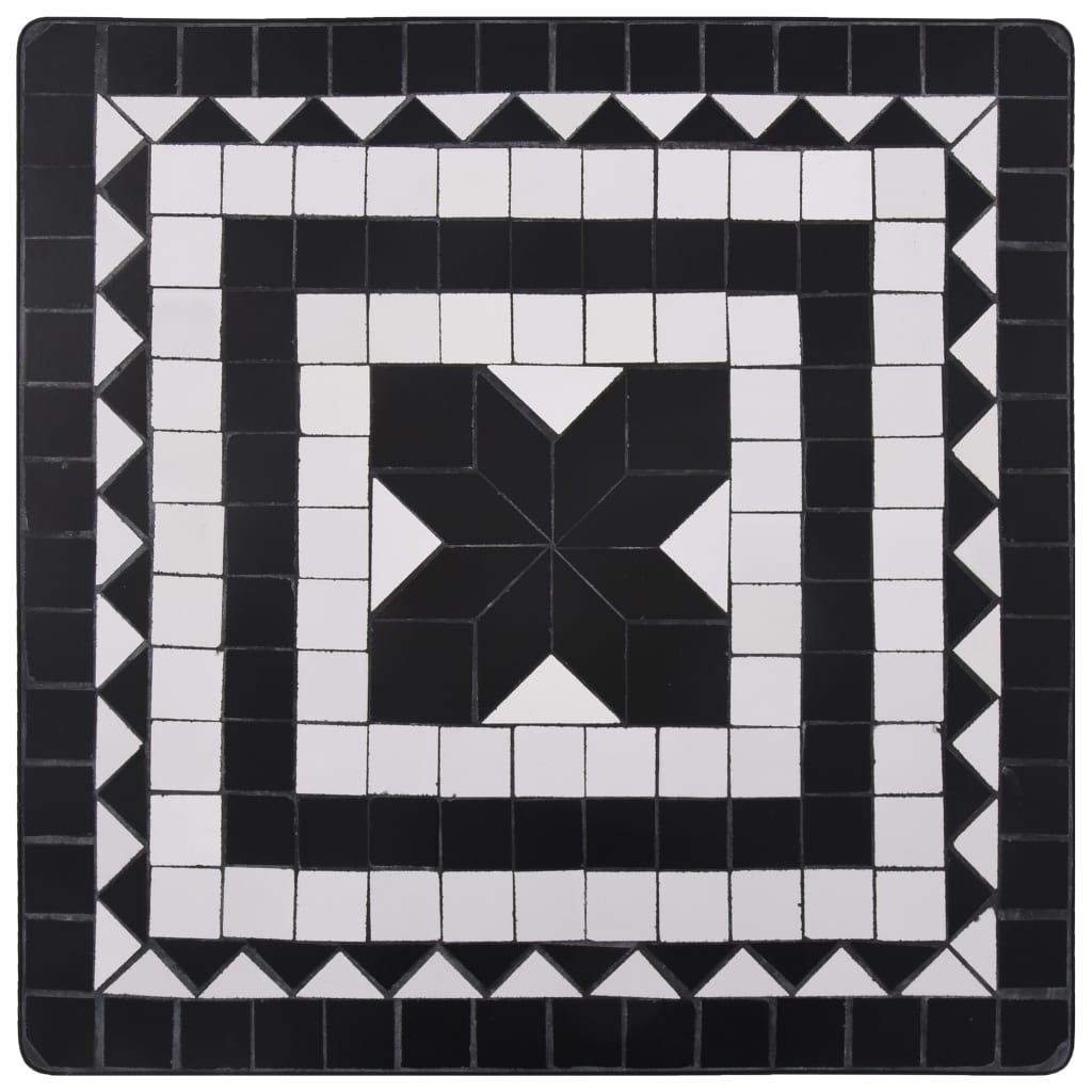 vidaXL Σετ Επίπλων Bistro «Μωσαϊκό» 3 τεμ Ασπρόμαυρο Κεραμικά Πλακίδια