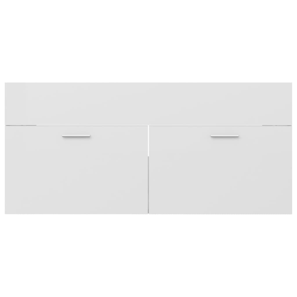 vidaXL Ντουλάπι Νιπτήρα Γυαλιστερό Λευκό 100x38,5x46 εκ. Μοριοσανίδα