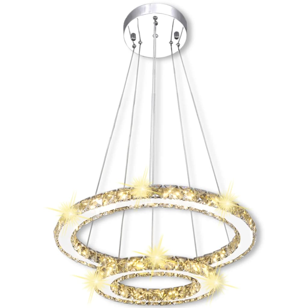 Φωτιστικό Κρεμαστό Διπλό Δαχτυλίδι από Κρύσταλλο με LED 23,6 W