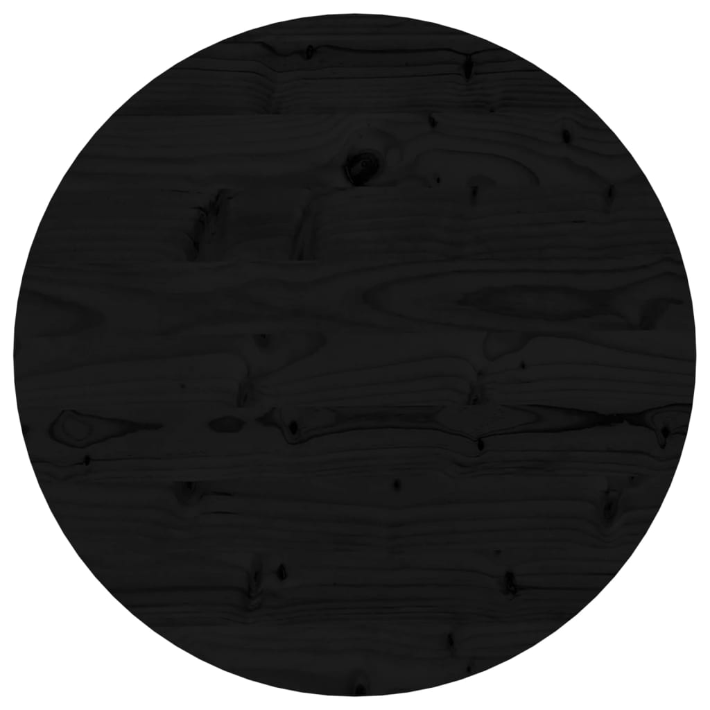 vidaXL Επιφάνεια Τραπεζιού Στρογγυλή Μαύρη Ø50x3 εκ. Μασίφ Ξύλο Πεύκου