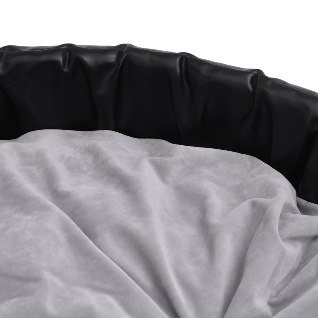 vidaXL Κρεβάτι Σκύλου Μαύρο/Γκρι 90 x 79 x 20 εκ. Βελουτέ/Συνθ. Δέρμα