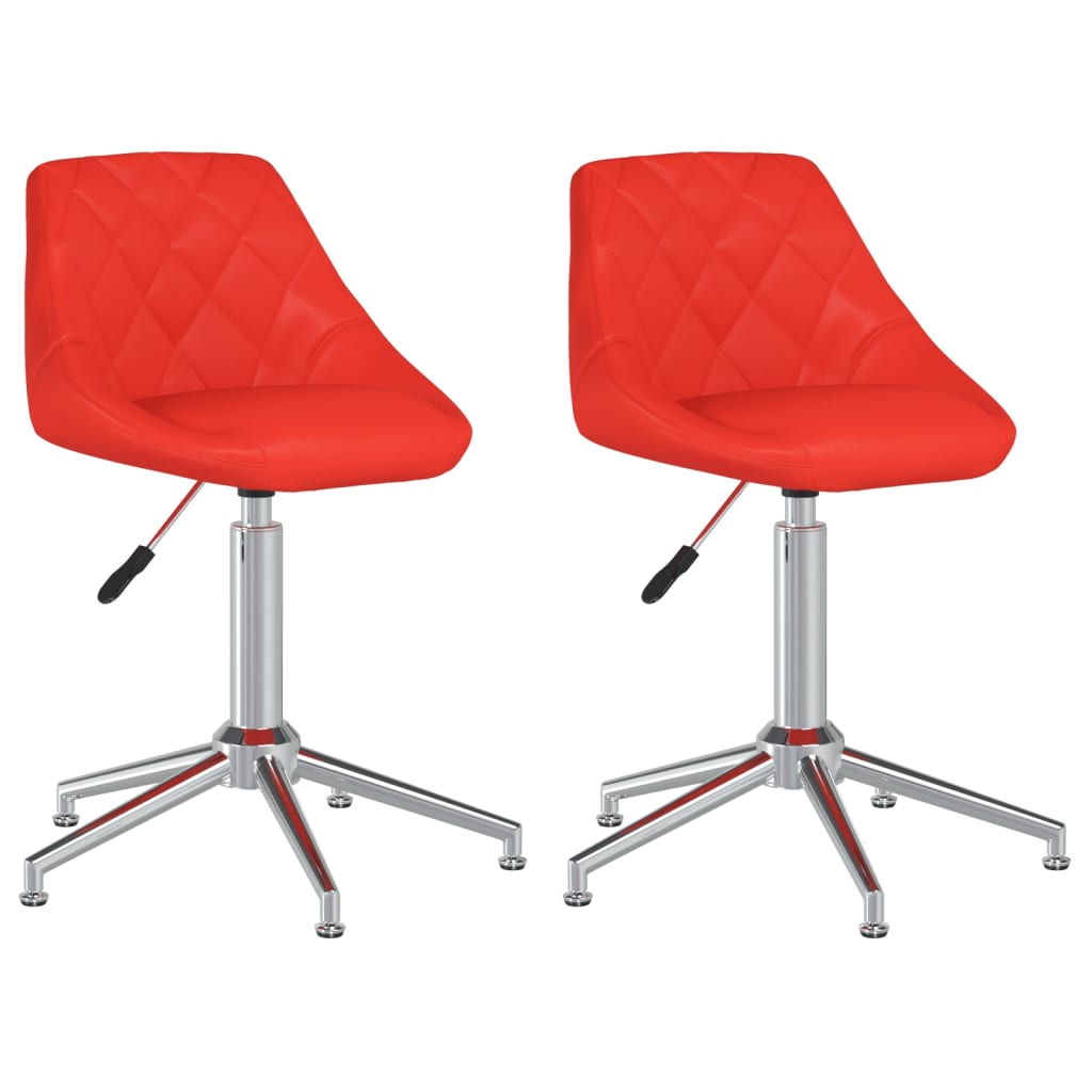 vidaXL Καρέκλες Τραπεζαρίας Περιστρεφόμενες 2 τεμ Κόκκινες Συνθ. Δέρμα