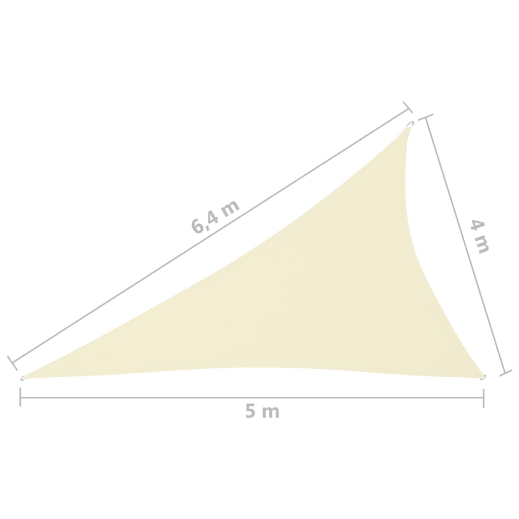 vidaXL Πανί Σκίασης Τρίγωνο Κρεμ 4 x 5 x 6,4 μ. από Ύφασμα Oxford