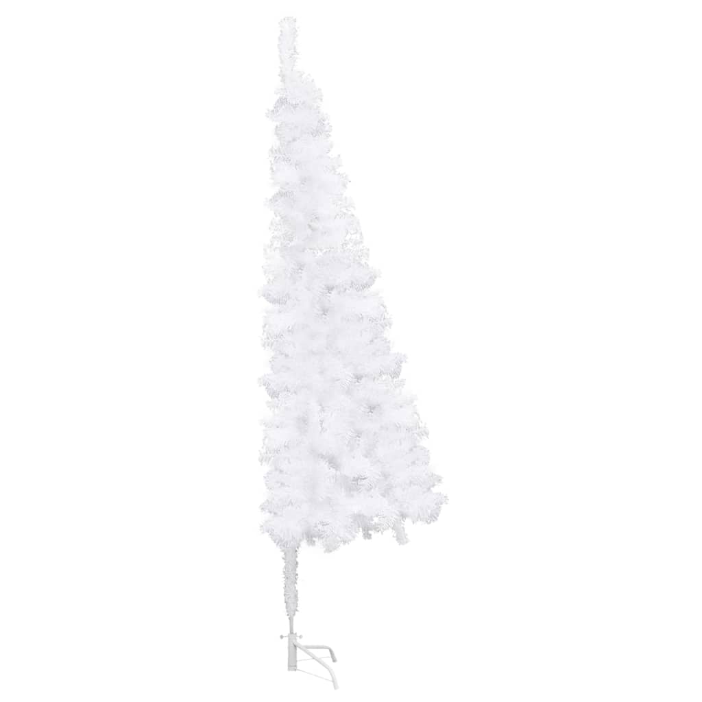 vidaXL Χριστουγεν. Δέντρο Γωνιακό Τεχνητό LED/Μπάλες Λευκό 210 εκ. PVC