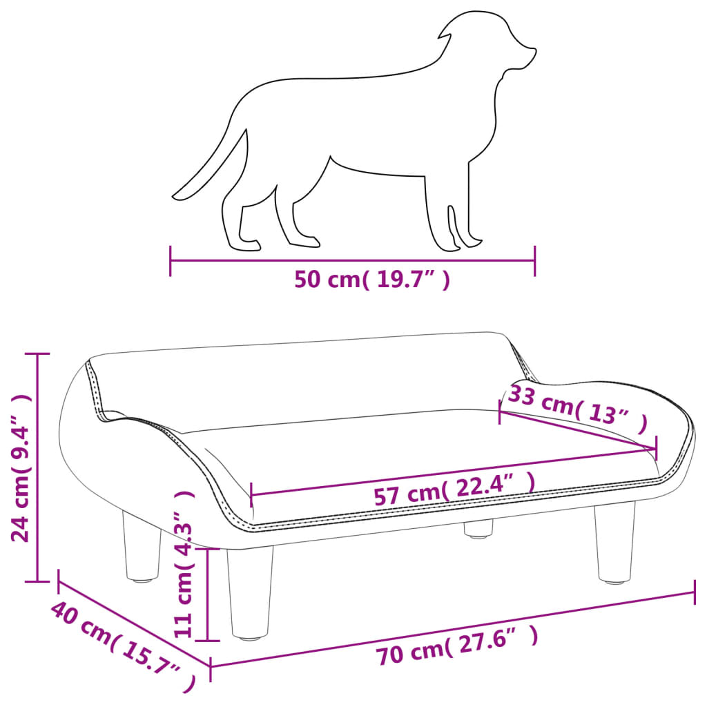 vidaXL Κρεβάτι Σκύλου Κρεμ 70 x 40 x 24 εκ. Υφασμάτινο