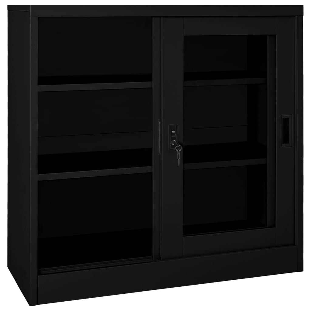 vidaXL Ντουλάπι με Συρόμενη Πόρτα Μαύρο 90 x 40 x 90 εκ. Ατσάλινο
