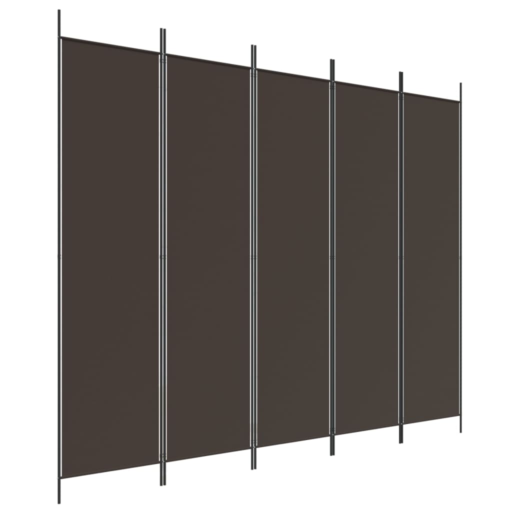 vidaXL Διαχωριστικό Δωματίου με 5 Πάνελ Καφέ 250x200 εκ. από Ύφασμα