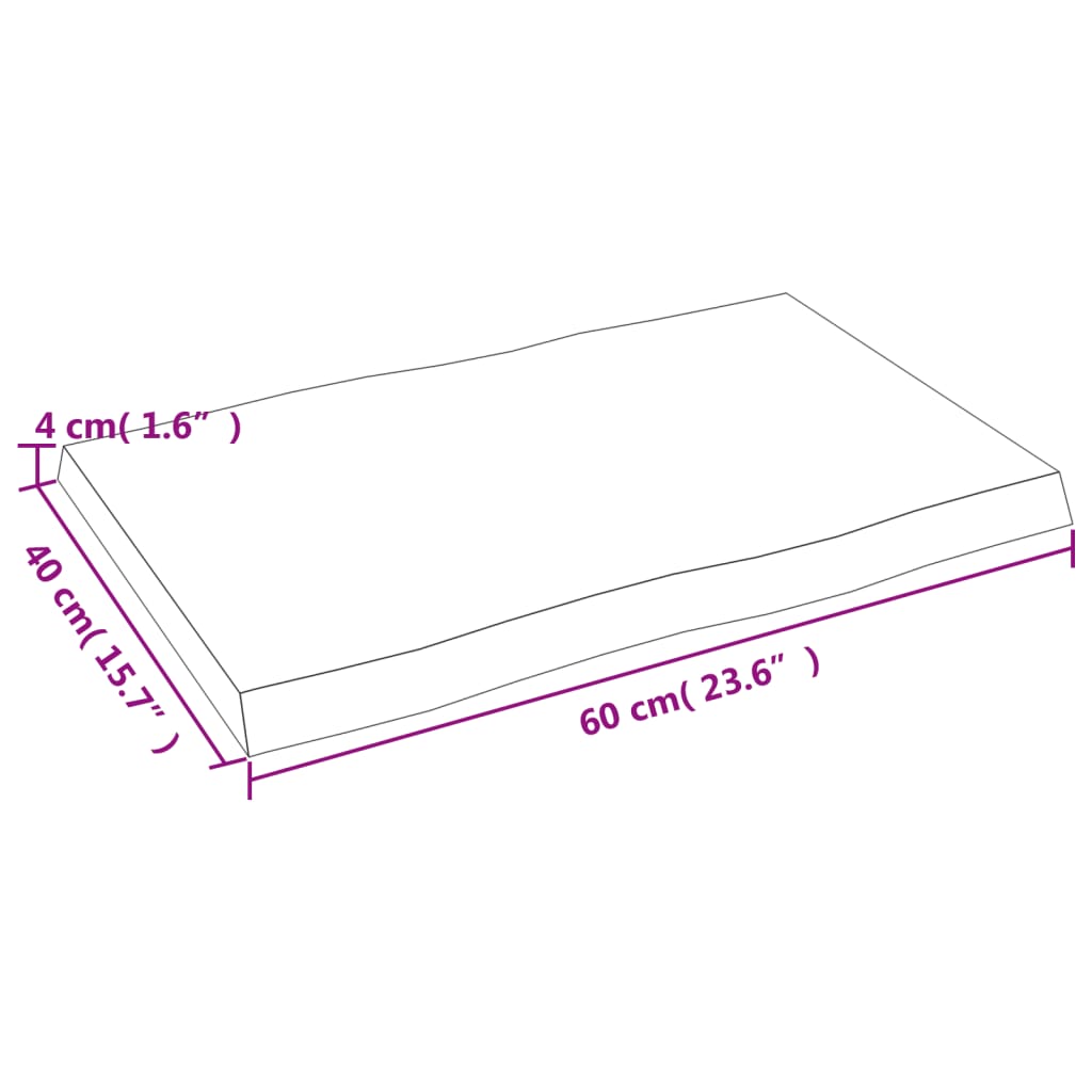 vidaXL Επιφ. Τραπεζιού Σκ Καφέ 60x40x(2-4)εκ Επεξ Μασίφ Ξύλο Live Edge