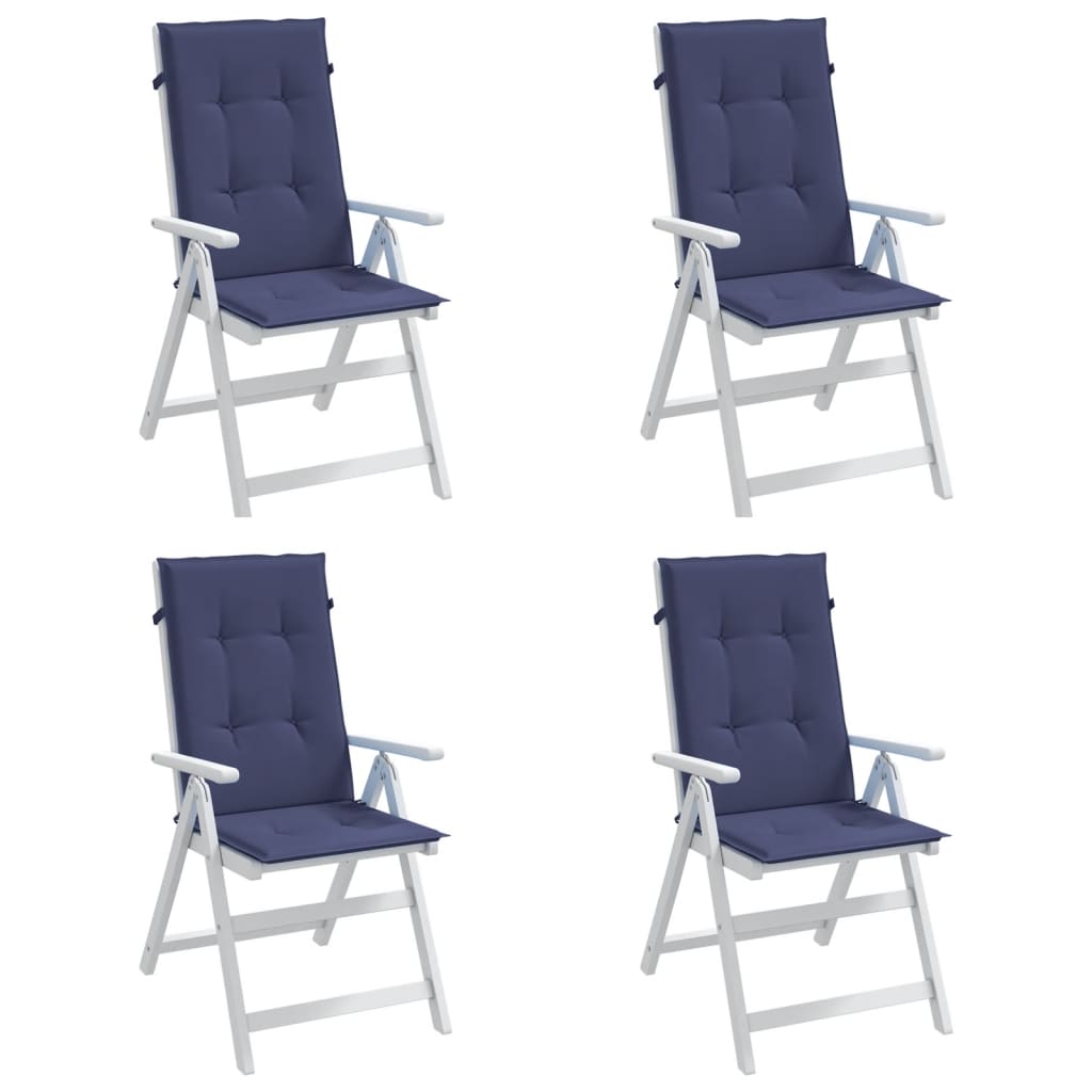 vidaXL Μαξιλάρια Καρέκλας με Πλάτη 4 τεμ. Ναυτικό Μπλε Υφασμάτινο