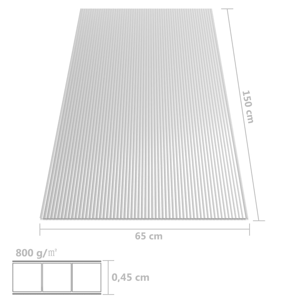 vidaXL Πολυκαρβονικά Φύλλα 5 τεμ. 4,5 χιλ. 150 x 65 εκ.
