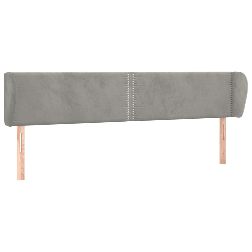 vidaXL Κεφαλάρι με Πτερύγια Ανοιχτό Γκρι 183x23x78/88 εκ. Βελούδινο
