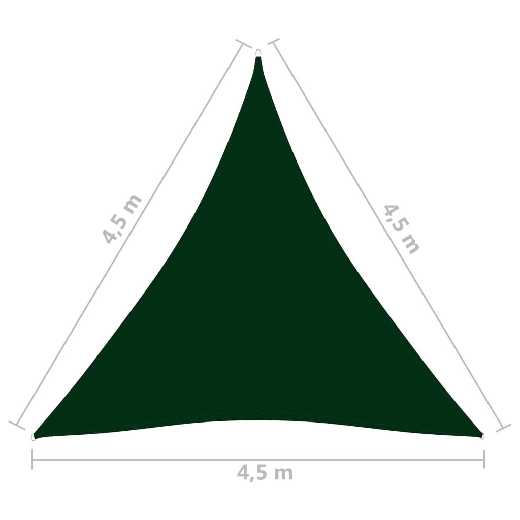 vidaXL Πανί Σκίασης Τρίγωνο Σκ. Πράσινο 4,5x4,5x4,5 μ. Ύφασμα Oxford