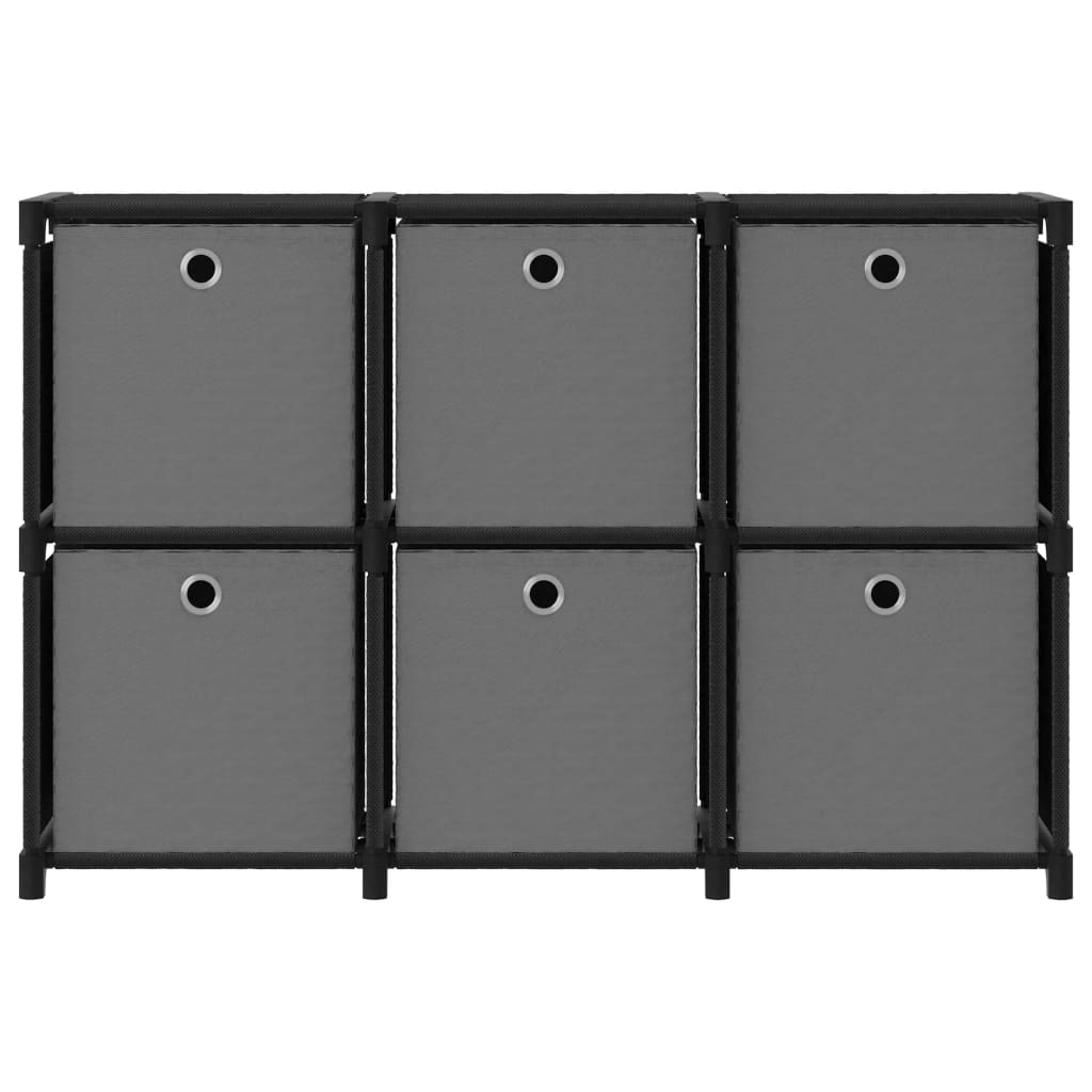 vidaXL Ραφιέρα με 6 Κύβους & Κουτιά Μαύρη 103x30x72,5 εκ. Υφασμάτινη
