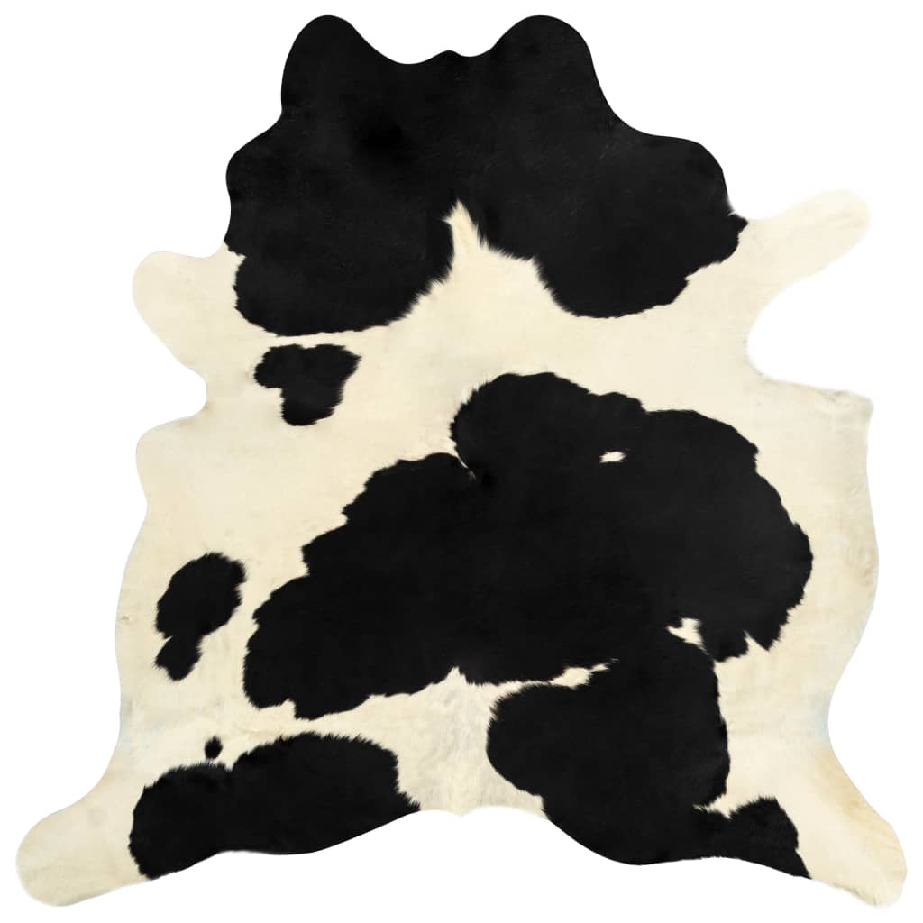 vidaXL Χαλί Μαύρο 180 x 220 εκ. από Γνήσιο Δέρμα Αγελάδας