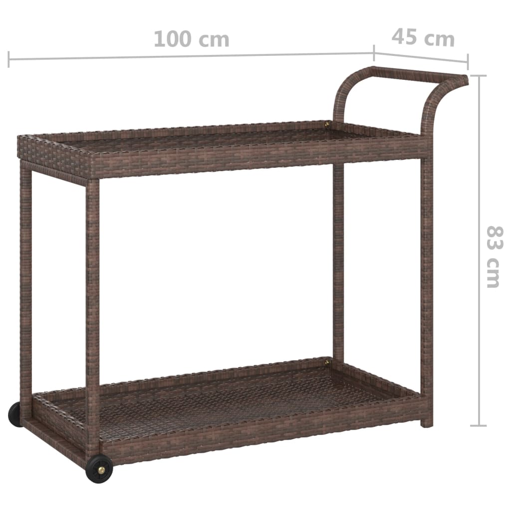 vidaXL Τρόλεϊ Μεταφοράς Καφέ 100 x 45 x 83 εκ. από Συνθετικό Ρατάν