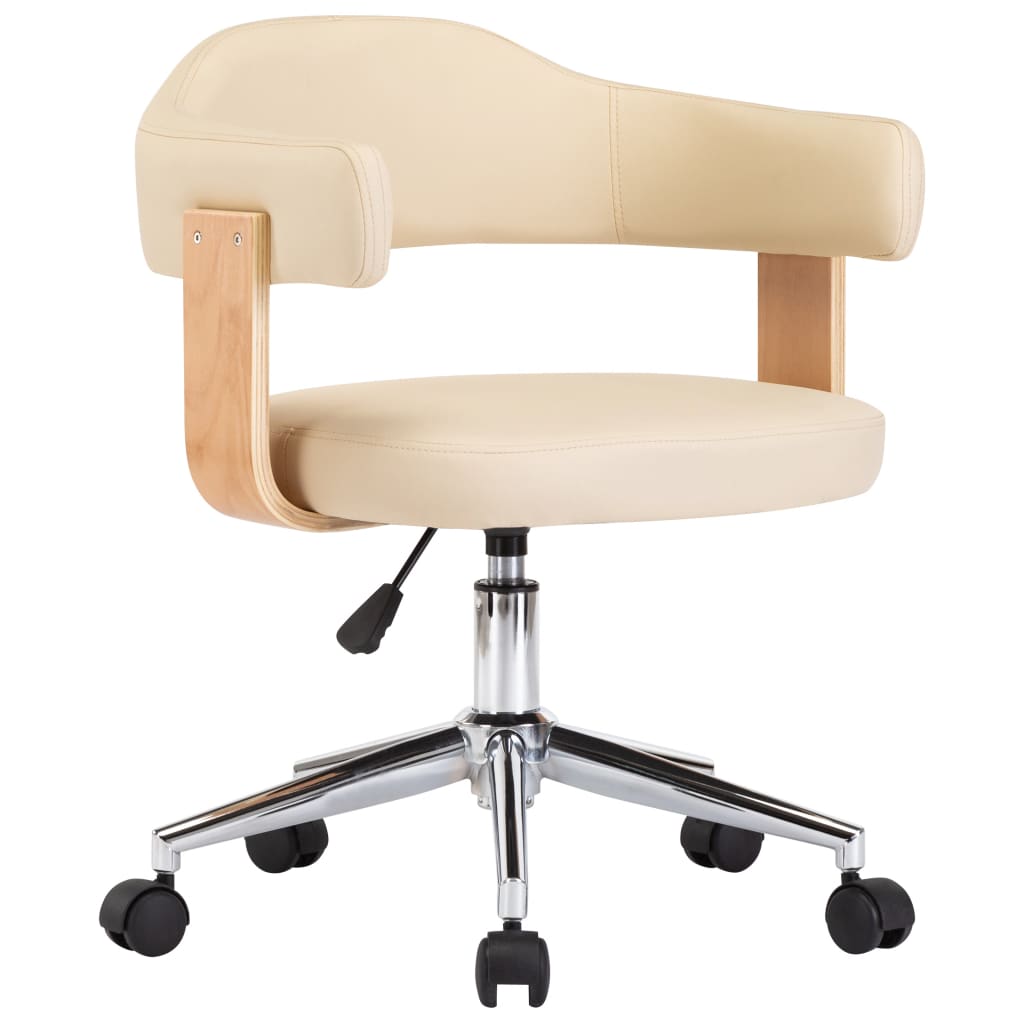 vidaXL Καρέκλα Γραφείου Περιστρεφόμενη Κρεμ Λυγισ. Ξύλο/Συνθετ. Δέρμα