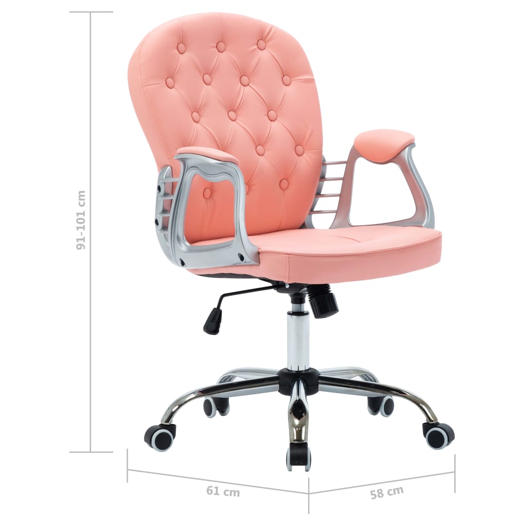 vidaXL Καρέκλα Γραφείου Περιστρεφόμενη Ροζ από Συνθετικό Δέρμα