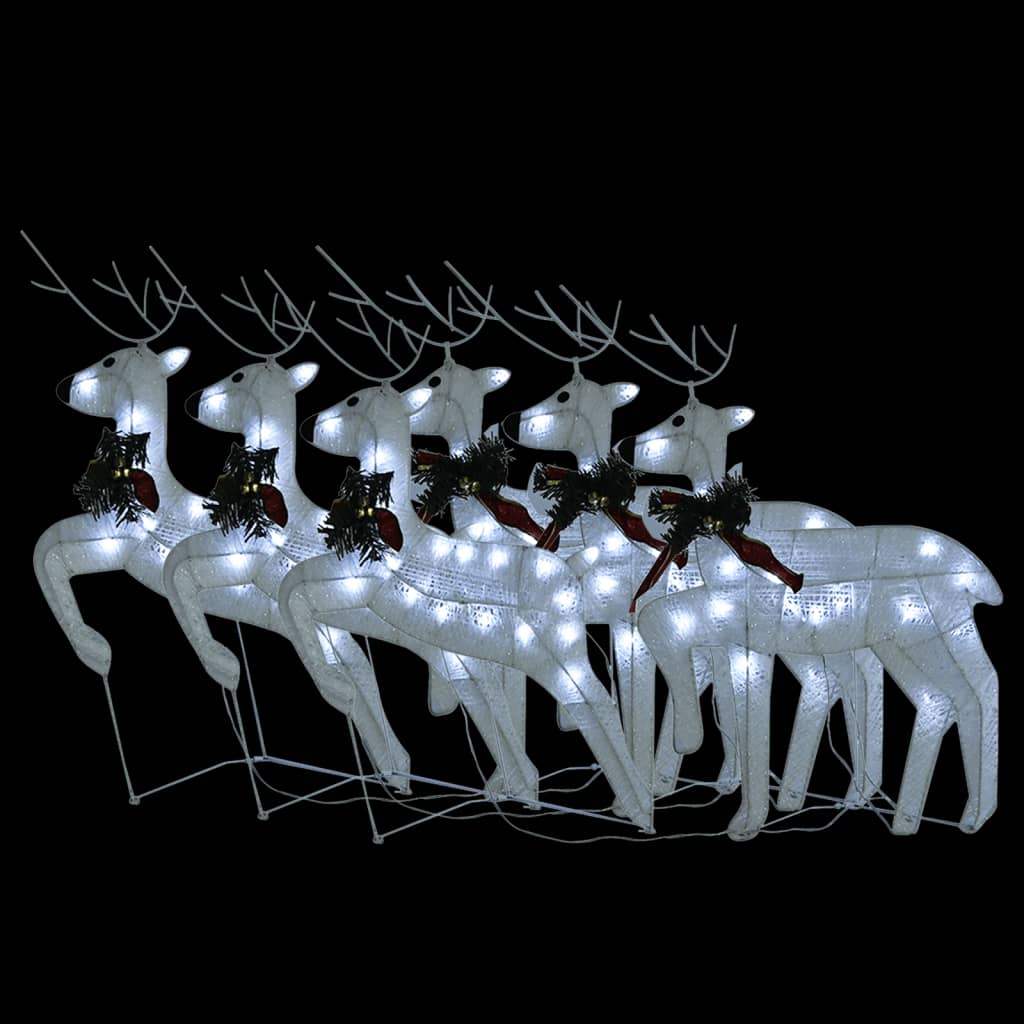 vidaXL Χριστουγεννιάτικοι Τάρανδοι 6 τεμ. με 120 LED Λευκοί