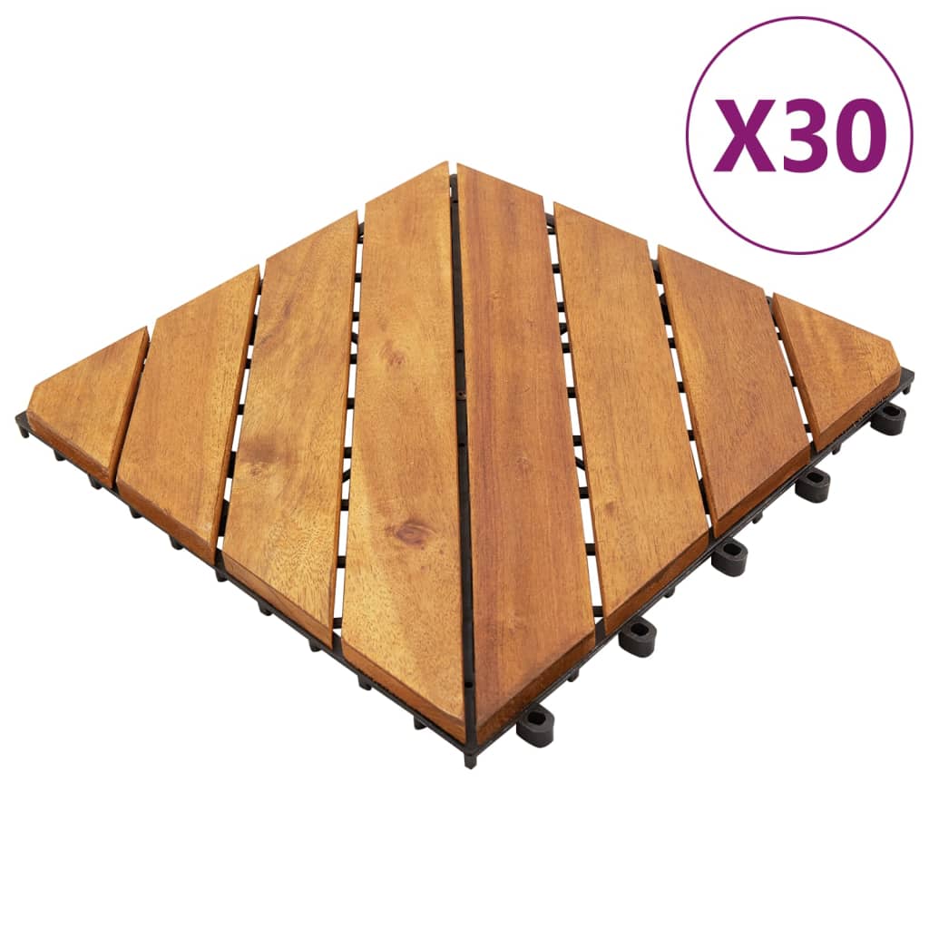 vidaXL Πλακάκια Deck 30 τεμ. Καφέ 30 x 30 εκ. από Μασίφ Ξύλο Ακακίας