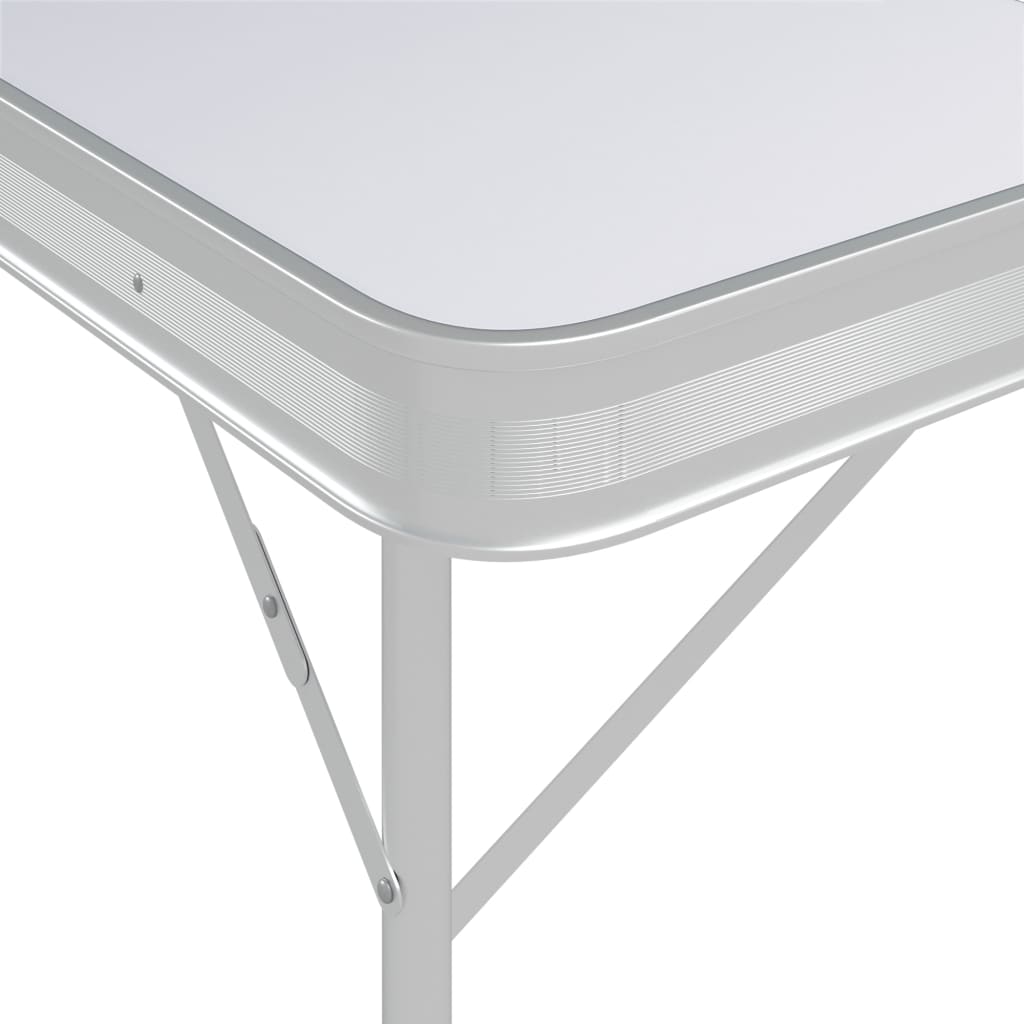vidaXL Τραπέζι Κάμπινγκ Πτυσσόμενο με 2 Πάγκους Λευκό Αλουμινίου