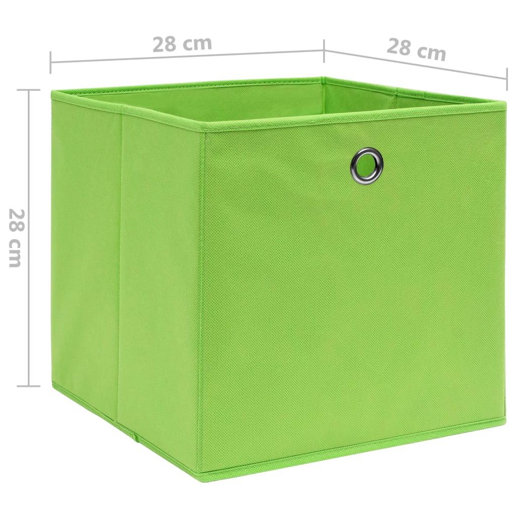 vidaXL Κουτιά Αποθήκευσης 10 τεμ. Πράσινα 28x28x28εκ. Ύφασμα Non-woven