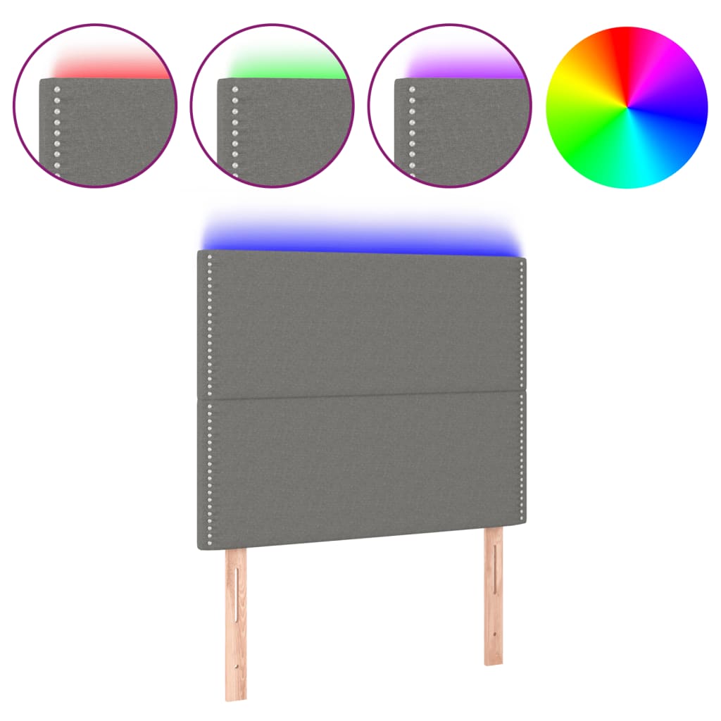 vidaXL Κεφαλάρι Κρεβατιού LED Σκούρο Γκρι 100x5x118/128εκ. Υφασμάτινο