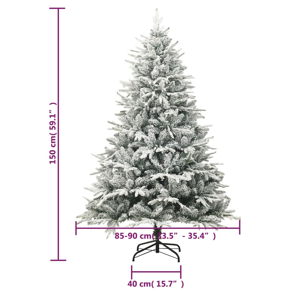 vidaXL Χριστουγεννιάτ. Δέντρο Τεχν. με LED/Μπάλες/Χιόνι 150 εκ. PVC/PE