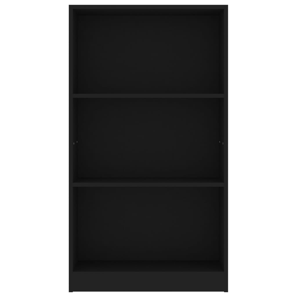 vidaXL Βιβλιοθήκη με 3 Ράφια Μαύρη 60x24x109 εκ. Επεξεργασμένο Ξύλο