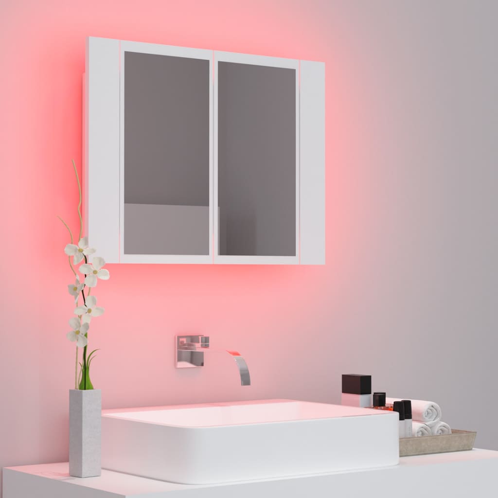 vidaXL Καθρέφτης Μπάνιου με Ντουλάπι LED Λευκός 60x12x45 εκ. Ακρυλικός
