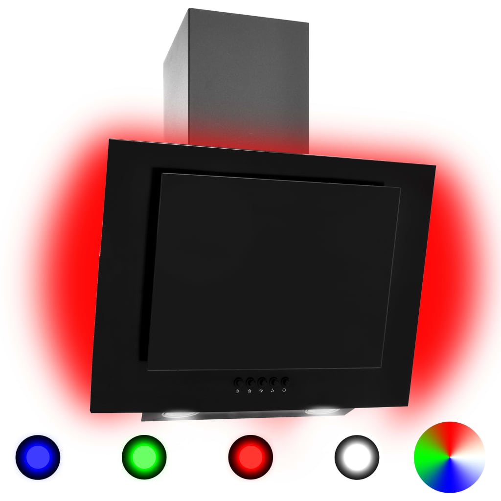 vidaXL Απορροφητήρας Τοίχου RGB LED 60 εκ. Ανοξ. Ατσάλι & Ψημένο Γυαλί