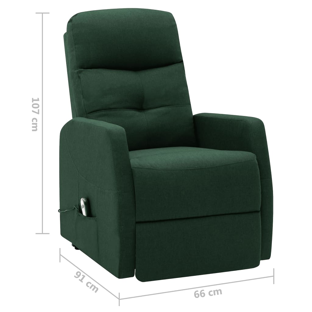vidaXL Πολυθρόνα με Ανύψωση Σκούρο Πράσινη Υφασμάτινη
