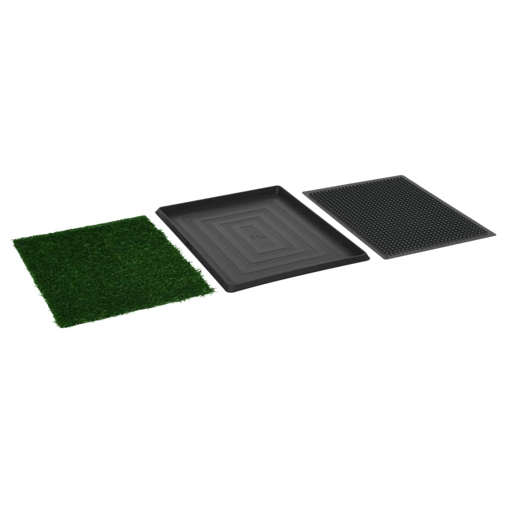 vidaXL Τουαλέτα για Κατοικίδιο Πράσινη 64x51x3 εκ. με Δίσκο/Συνθ. Χλόη