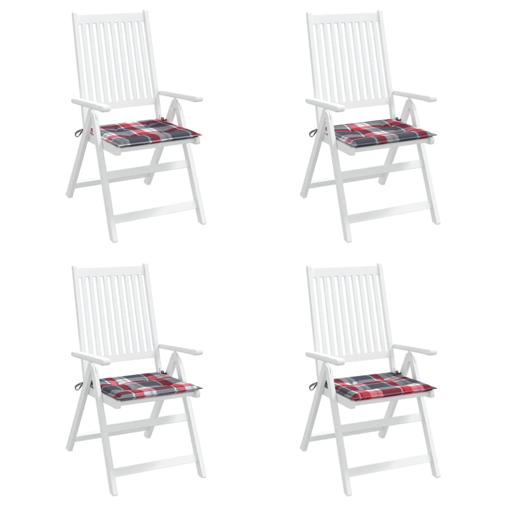 vidaXL Μαξιλάρια Καρέκλας 4 τεμ Κόκκινο Καρό 50x50x3 εκ. Ύφασμα Oxford