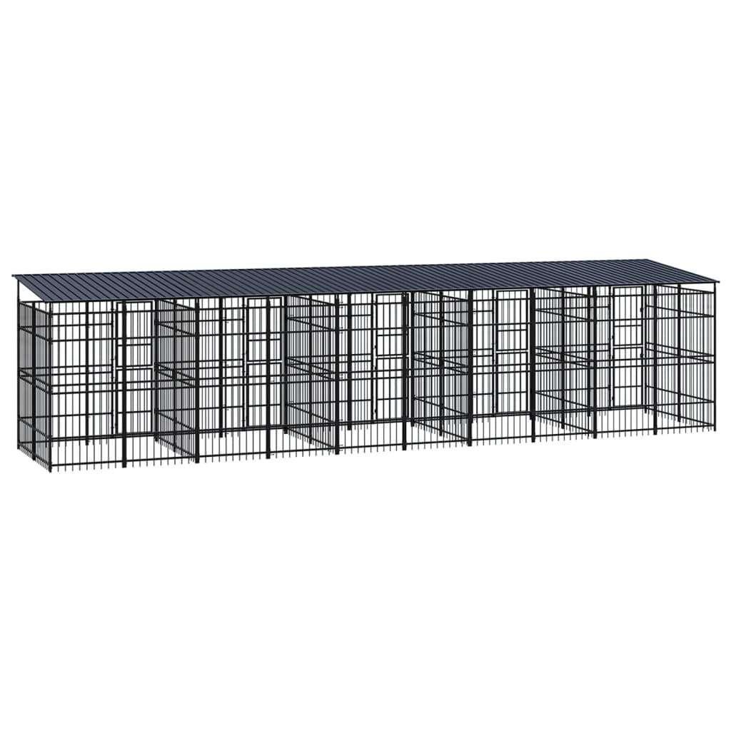 vidaXL Κλουβί Σκύλου Εξωτερικού Χώρου με Οροφή 18,43 μ² από Ατσάλι