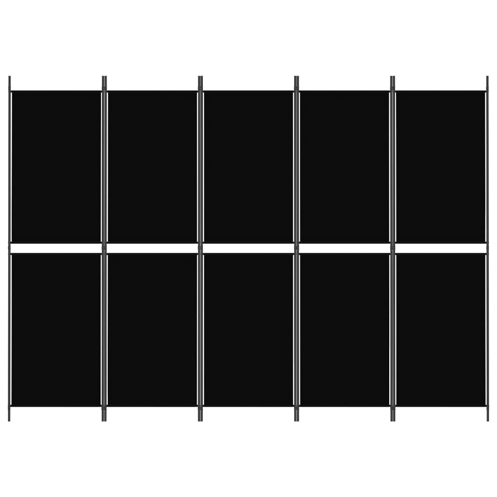 vidaXL Διαχωριστικό Δωματίου με 5 Πάνελ Μαύρο 250x180 εκ. από Ύφασμα