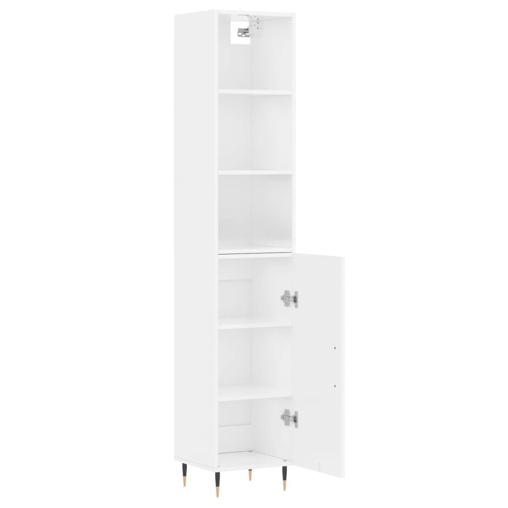 vidaXL Ντουλάπι Γυαλ. Λευκό 34,5 x 34 x 180 εκ. από Επεξεργασμένο Ξύλο