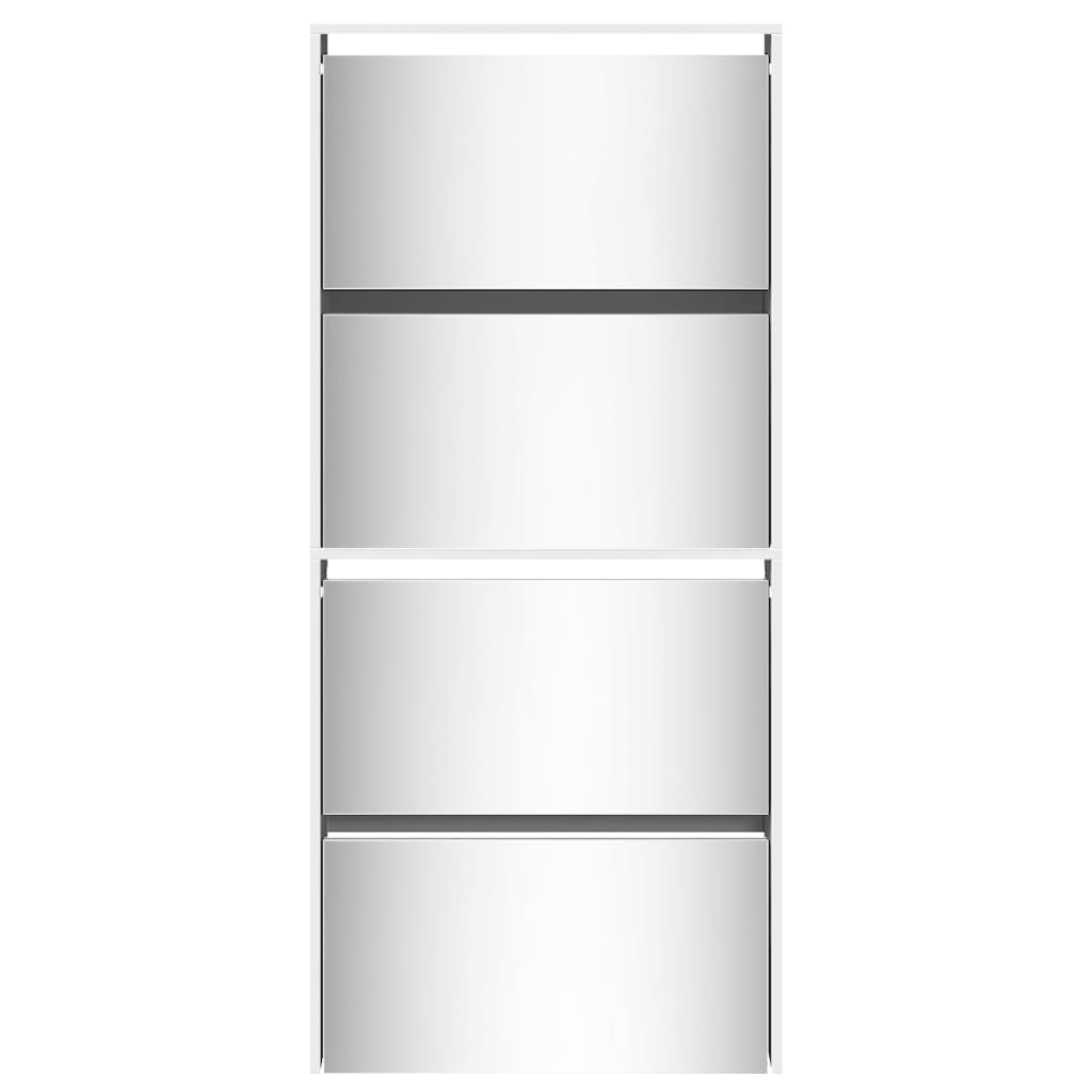 vidaXL Παπουτσοθήκη με Καθρέφτη 4 Επιπέδων Γυαλιστ. Λευκό 63x17x134εκ.