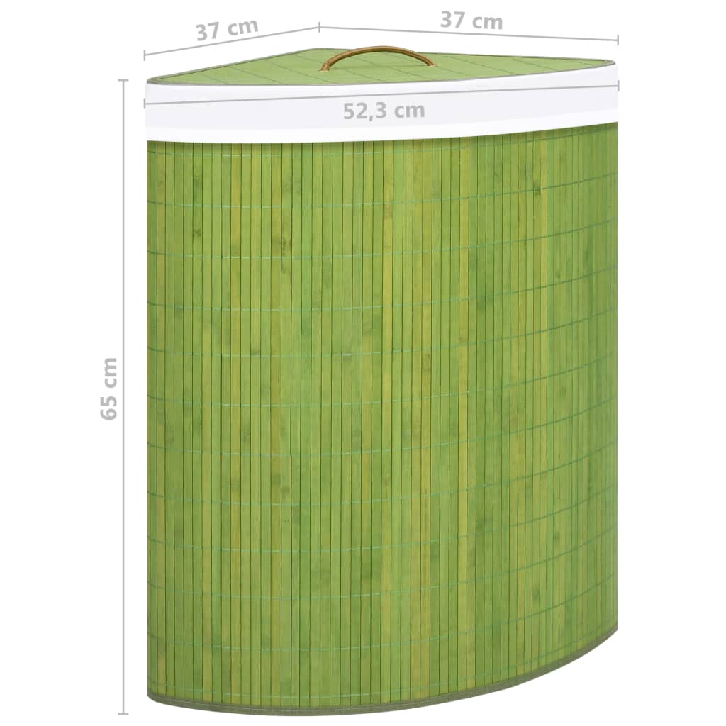vidaXL Καλάθι Απλύτων Γωνιακό Πράσινο 60 Λίτρα από Μπαμπού